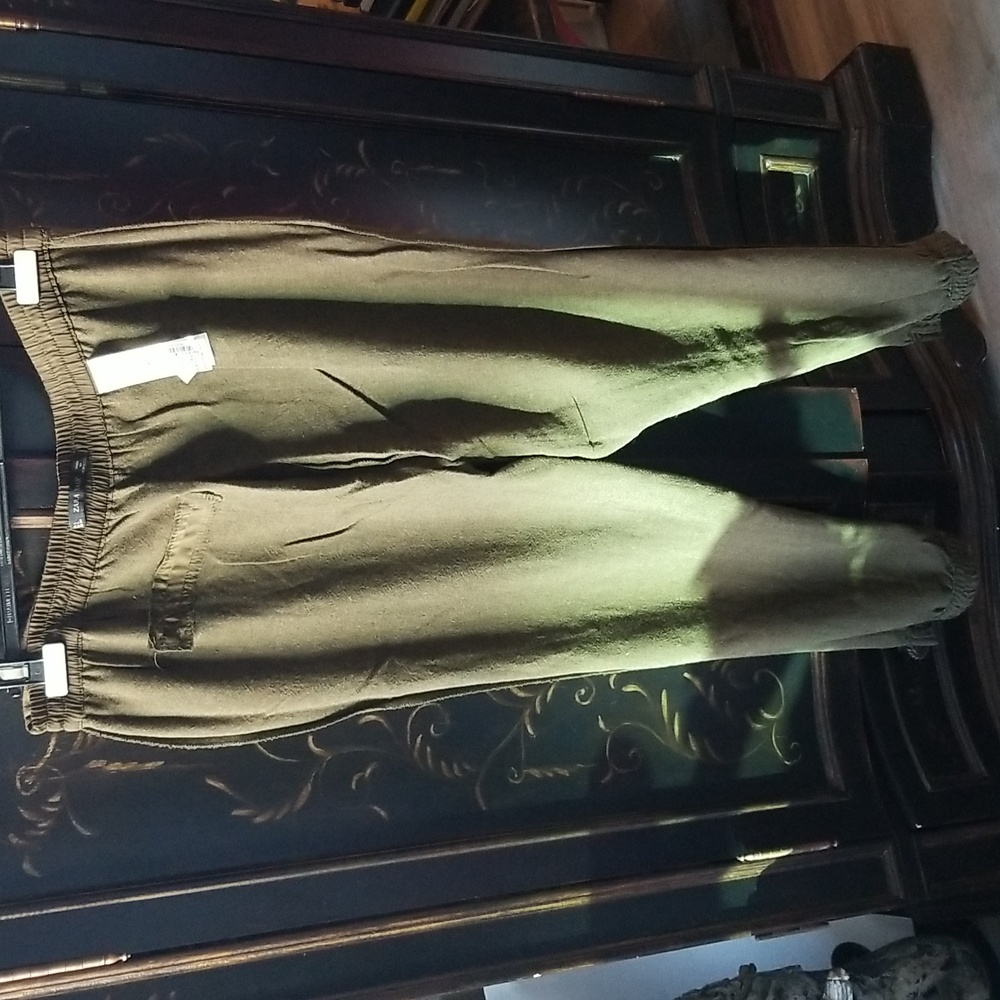Zara Basic Olive Pants Size 30 Large - image 6